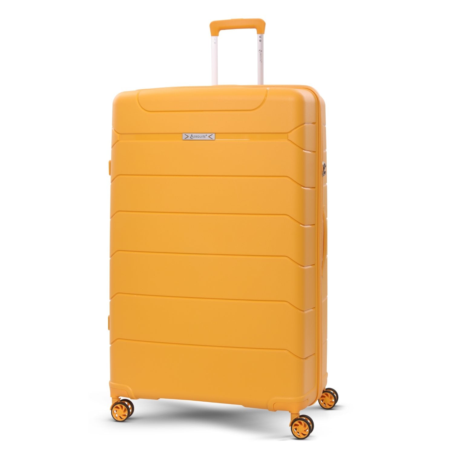 Aerolite XL 32in (144L) Lightweight Polypropylene Hard Shell Suitcase, Extra Large Check-In Luggage with 4 Spinner Wheels, TSA Lock, Waterproof Pocket - Mango