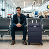 Aerolite Medium 24in (67L) Lightweight Polypropylene Hard Shell Check-In Luggage Suitcase, Dual 4-Spinner Wheels, TSA Lock, Organised Interior, Durable Travel Case – Navy