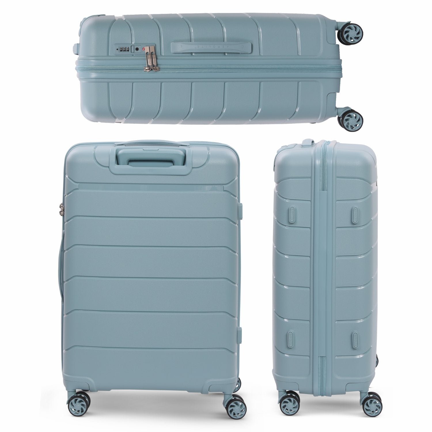 Aerolite Premium PP 3-Piece Luggage Set, Lightweight Polypropylene Hard Shell Suitcases with 4 Dual Spinner Wheels & TSA Lock, Expandable Cabin (21”), Medium (24”), Large (28”), Expandable Carry-On Case Included – Sage