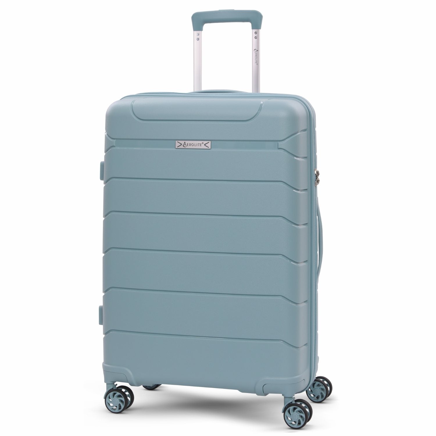 Aerolite Medium 24in (67L) Lightweight Polypropylene Hard Shell Check-In Luggage Suitcase, Dual 4-Spinner Wheels, TSA Lock, Organised Interior, Durable Travel Case – Sage