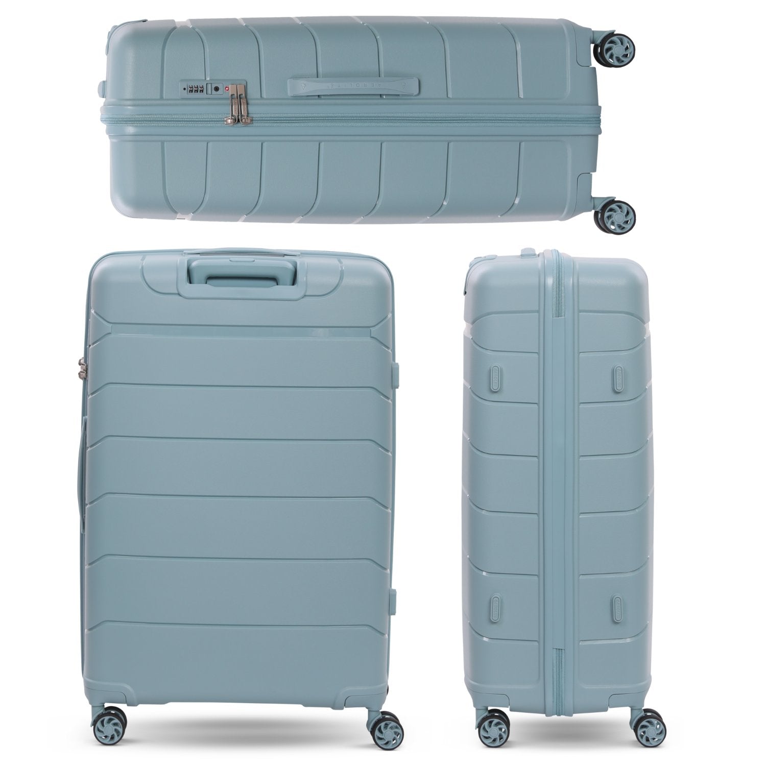 Aerolite Premium PP 3-Piece Luggage Set, Lightweight Polypropylene Hard Shell Suitcases with 4 Dual Spinner Wheels & TSA Lock, Expandable Cabin (21”), Medium (24”), Large (28”), Expandable Carry-On Case Included – Sage