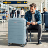 Aerolite Large 28in (100L) Lightweight Polypropylene Hard Shell Check-In Luggage Suitcase, 4 Dual Spinner Wheels, TSA Lock, Waterproof Pocket, Premium Travel Case - Sage