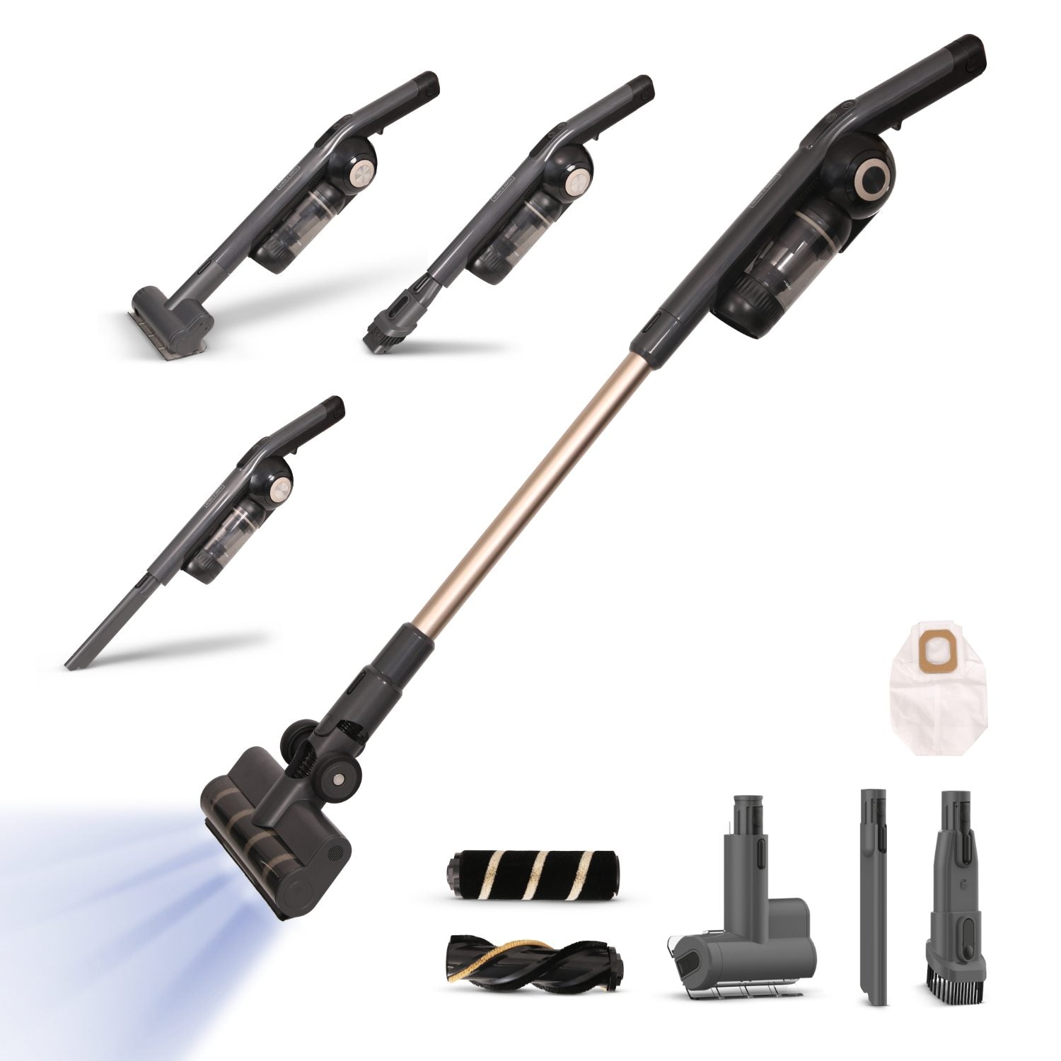 Olsen & Smith 18000Pa Cordless Self-Emptying Stick Vacuum Cleaner – Lightweight 250W Upright Handheld with Base Station, Dust Finder Light & Accessories - Grey