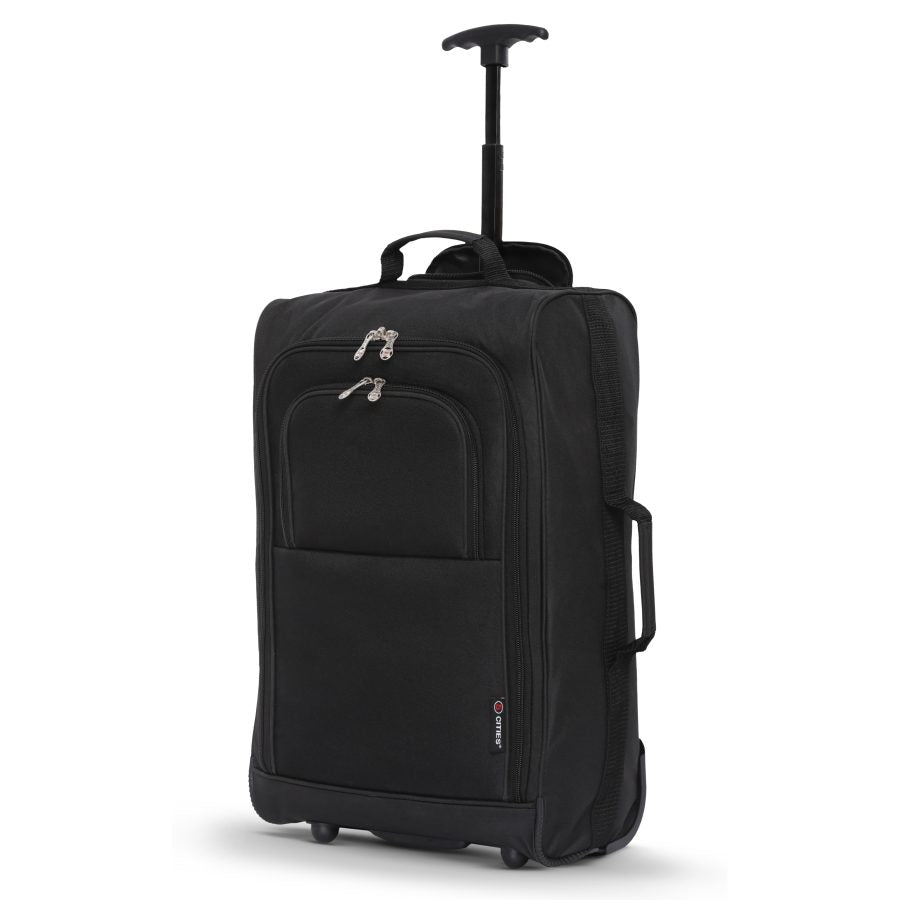 5 Cities (55x35x20cm) Lightweight Cabin Hand Luggage With a Retractable Telescopic Handle, Approved For Ryanair/easyJet/British Airways & more