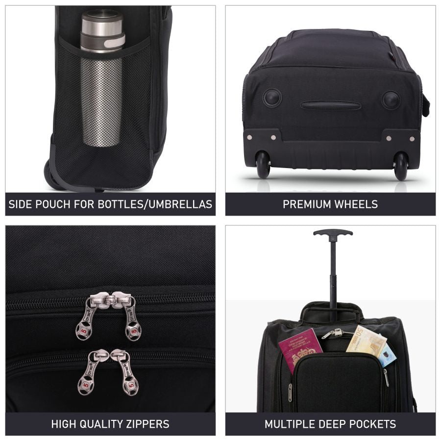 5 Cities (55x35x20cm) Lightweight Cabin Hand Luggage With a Retractable Telescopic Handle, Approved For Ryanair/easyJet/British Airways & more
