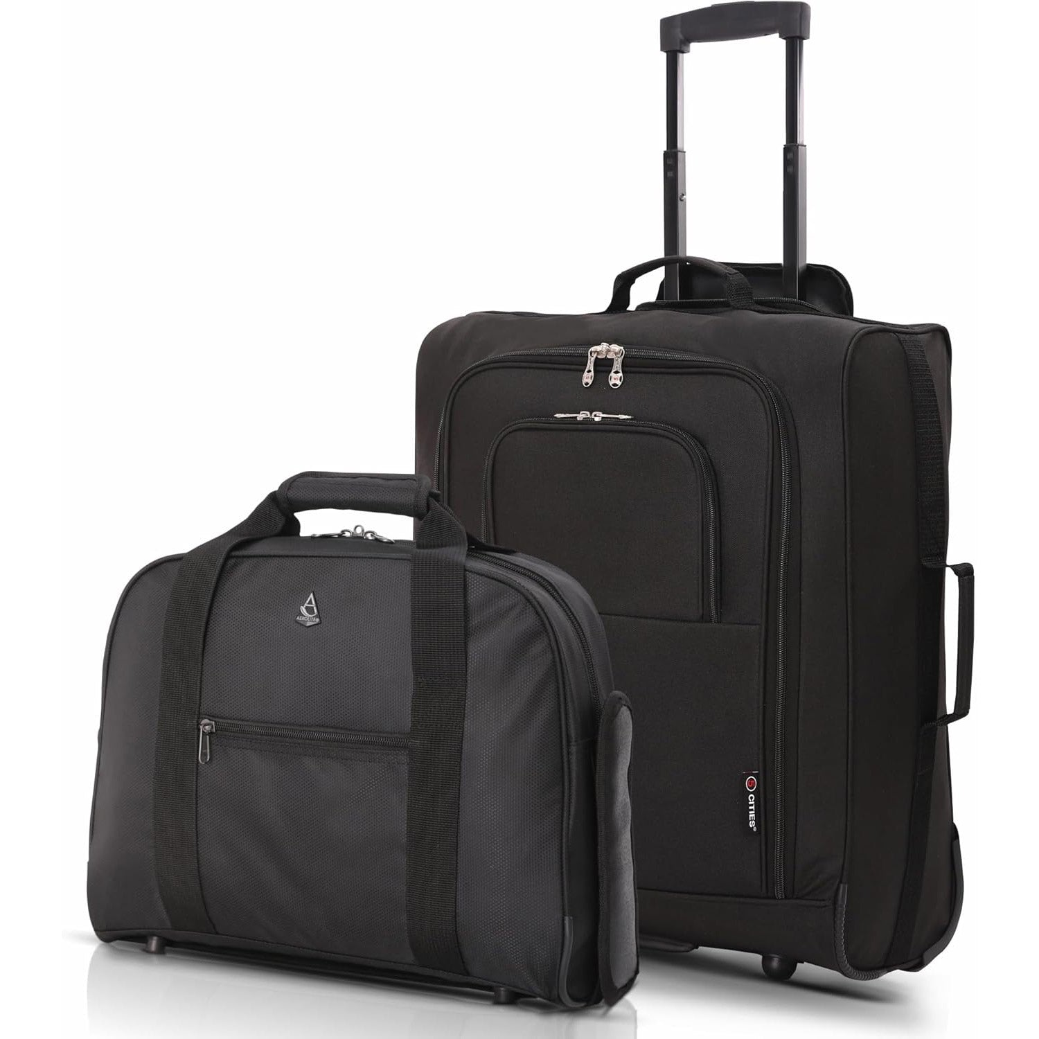 5 Cities British Airways Maximum Size Bundle, 56x45x25cm Large Cabin Softshell Suitcase & 40x30x15cm Under Seat Holdall
