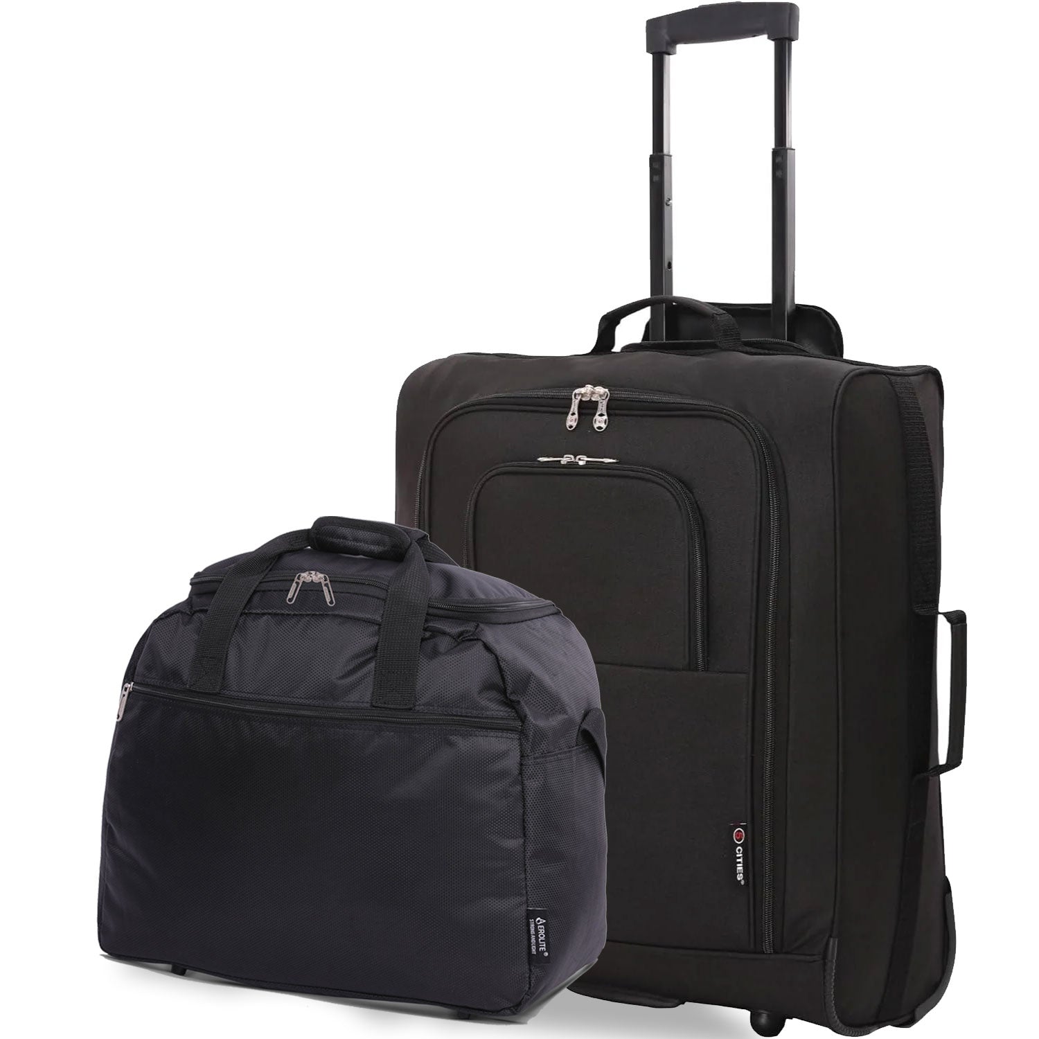 5 Cities 56x45x25 Trolley Bag and Aerolite 45x30x20 EasyJet/British Airways/ Jet2 Maximum Cabin Approved Carry On Bundle