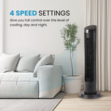 Olsen & Smith 36 Inch 27dB Ultra-Powerful & Silent Tower Fan – Smart Bladeless Design with Remote, 4 Speed Modes, 90° Oscillation, 12H Timer, LED Display – Matte Black