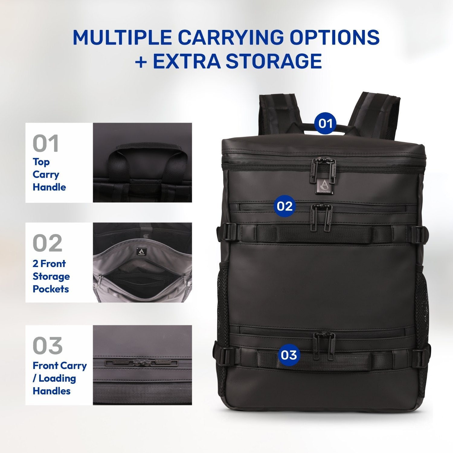 Aerolite Waterproof Backpack – Easyjet Maximum Underseat Size 45×36×20cm, 32L Cabin Rucksack with 15.6″ Laptop Sleeve, Multiple Pockets & Travel-Friendly Features – Black