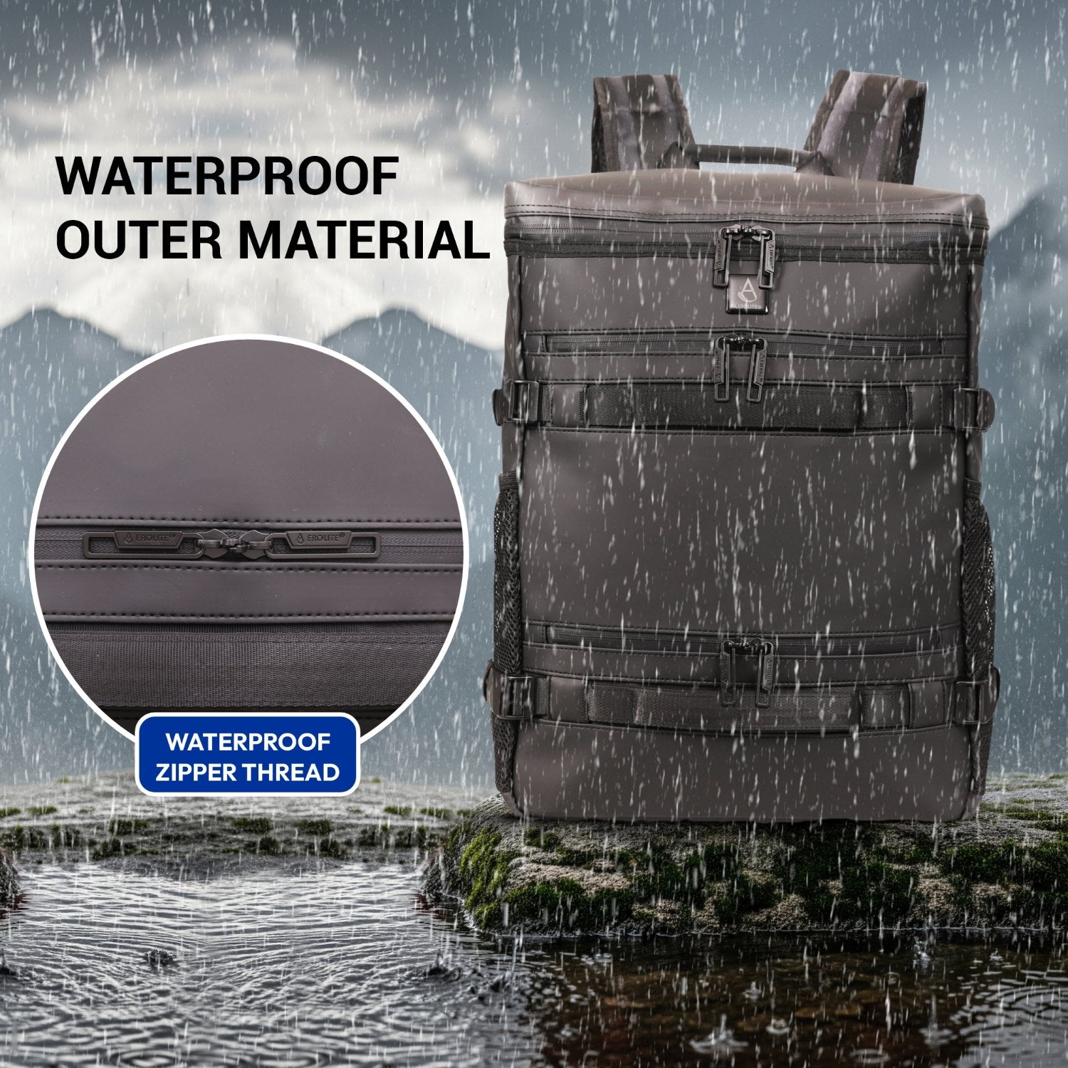 Aerolite Waterproof Backpack – Easyjet Maximum Underseat Size 45×36×20cm, 32L Cabin Rucksack with 15.6″ Laptop Sleeve, Multiple Pockets & Travel-Friendly Features – Black