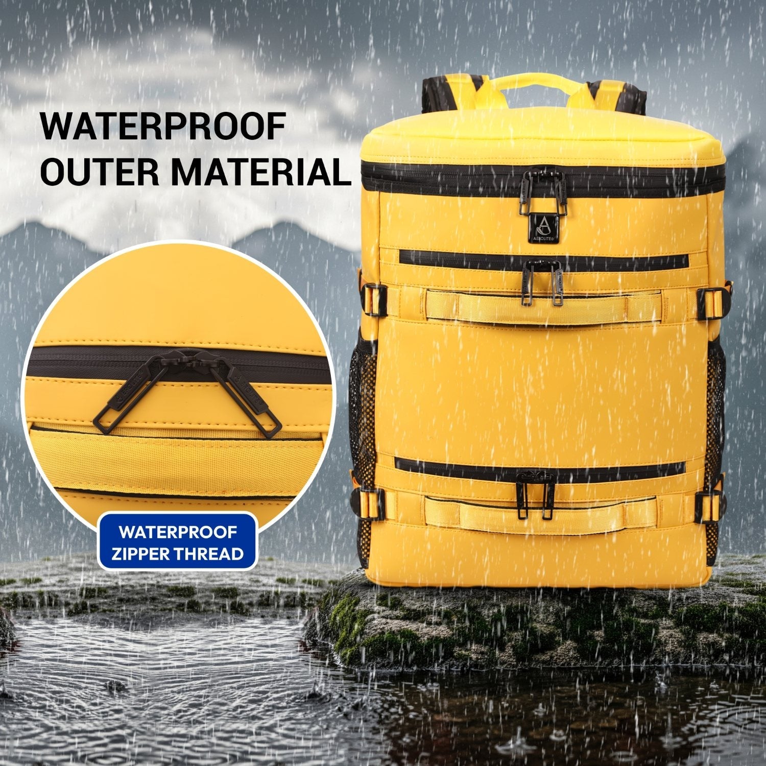 Aerolite Waterproof Backpack – Easyjet Maximum Underseat Size 45×36×20cm, 32L Cabin Rucksack with 15.6″ Laptop Sleeve, Multiple Pockets & Travel-Friendly Features – Mango