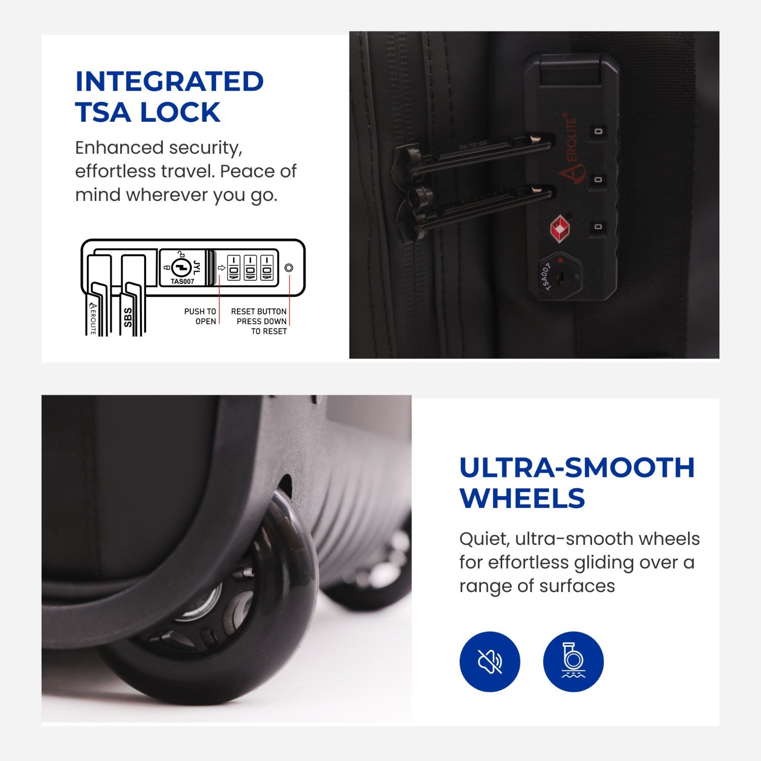 Aerolite Waterproof 45x36x20cm Easyjet Underseat Cabin Bag – 32L Travel Trolley with 2 Wheels, TSA Lock & 15.6” Laptop Compartment – Easyjet Maximum Size Hand Luggage - Black