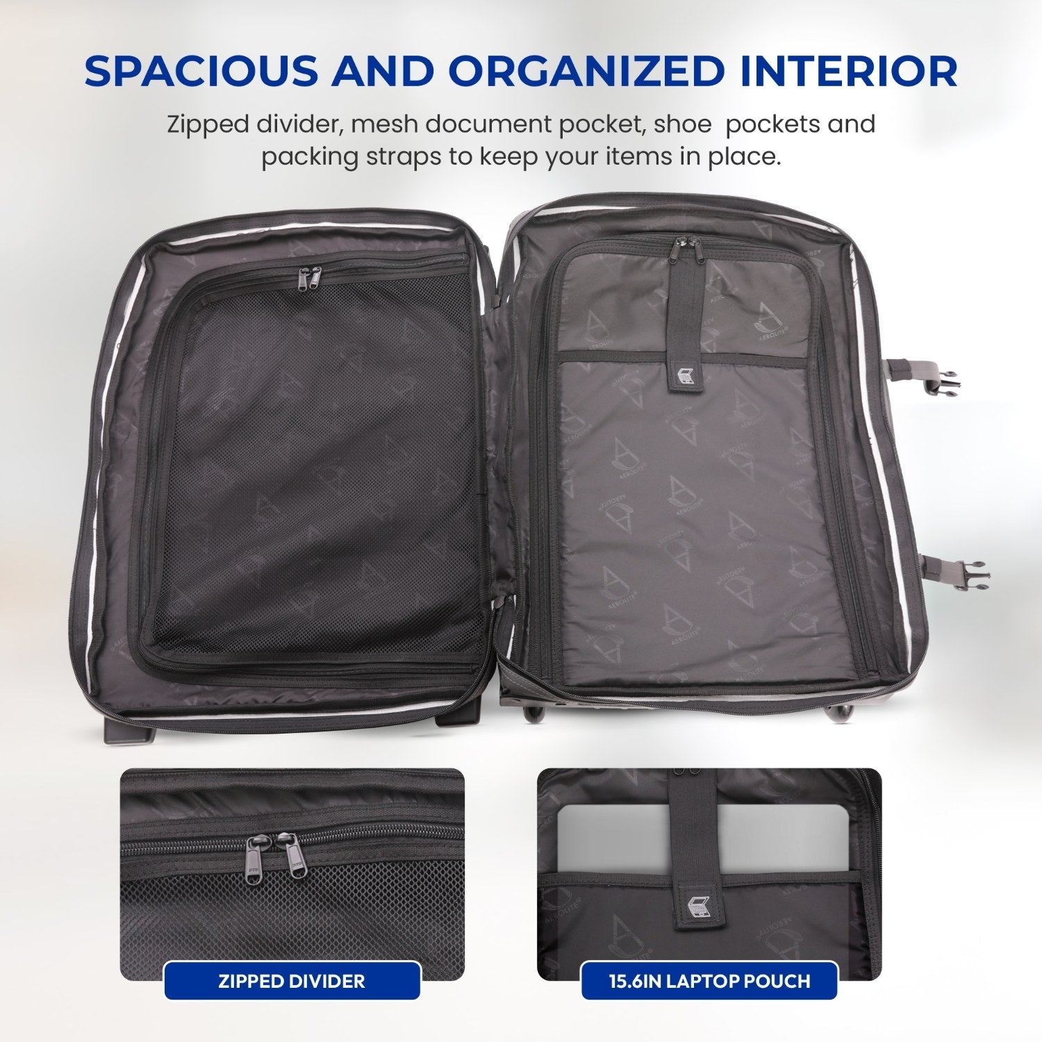 Aerolite Waterproof 45x36x20cm Easyjet Underseat Cabin Bag – 32L Travel Trolley with 2 Wheels, TSA Lock & 15.6” Laptop Compartment – Easyjet Maximum Size Hand Luggage - Dark Green