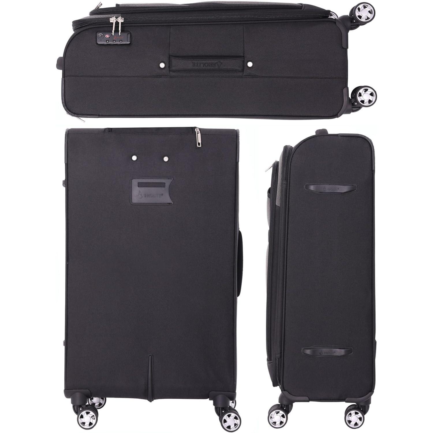 Aerolite Lightweight 55cm 4 Wheel Travel Carry On Hand Cabin Luggage Suitcase Navy Blue Plum Approved for easyJet British Airways Ryanair and More - Packed Direct UK