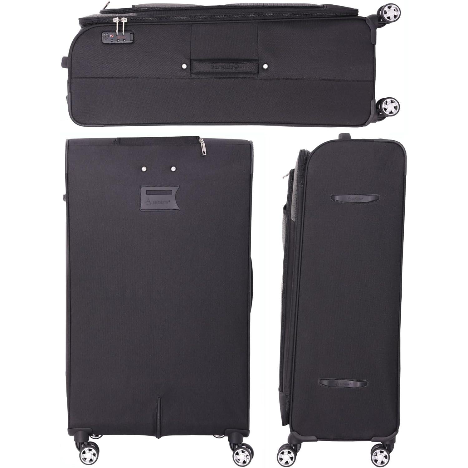 Aerolite Lightweight 55cm 4 Wheel Travel Carry On Hand Cabin Luggage Suitcase Navy Blue Plum Approved for easyJet British Airways Ryanair and More - Packed Direct UK