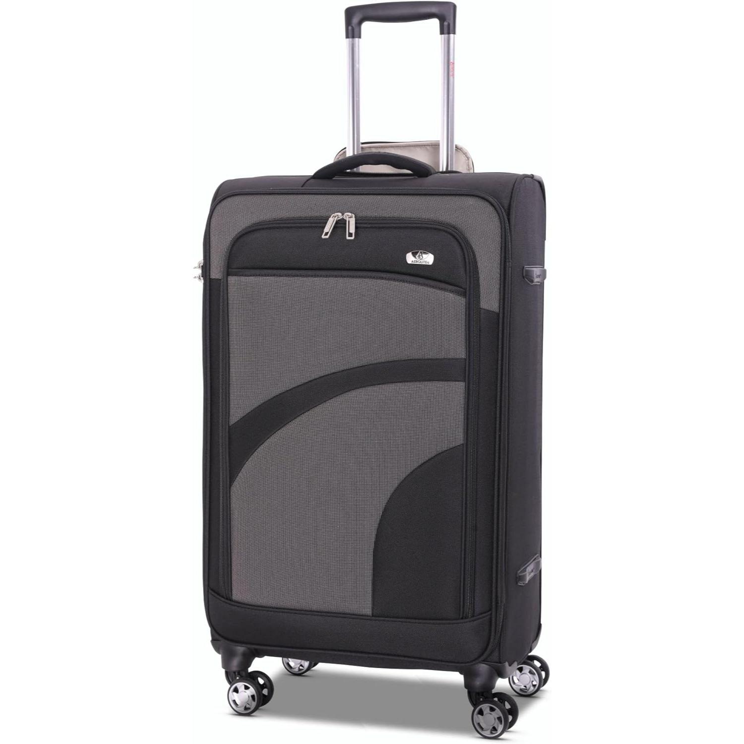 Aerolite Lightweight 55cm 4 Wheel Travel Carry On Hand Cabin Luggage Suitcase Navy Blue Plum Approved for easyJet British Airways Ryanair and More - Packed Direct UK