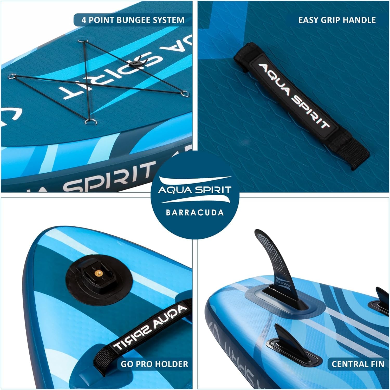 Aqua Spirit Barracuda SUP Inflatable Stand Up Paddle Board 2024, 10'6x32”x6”, Complete Kayak Conversion Kit with Paddle, Backpack, Pump and more accessories, Adult Beginner/Expert, 2 Year Warranty - Packed Direct UK