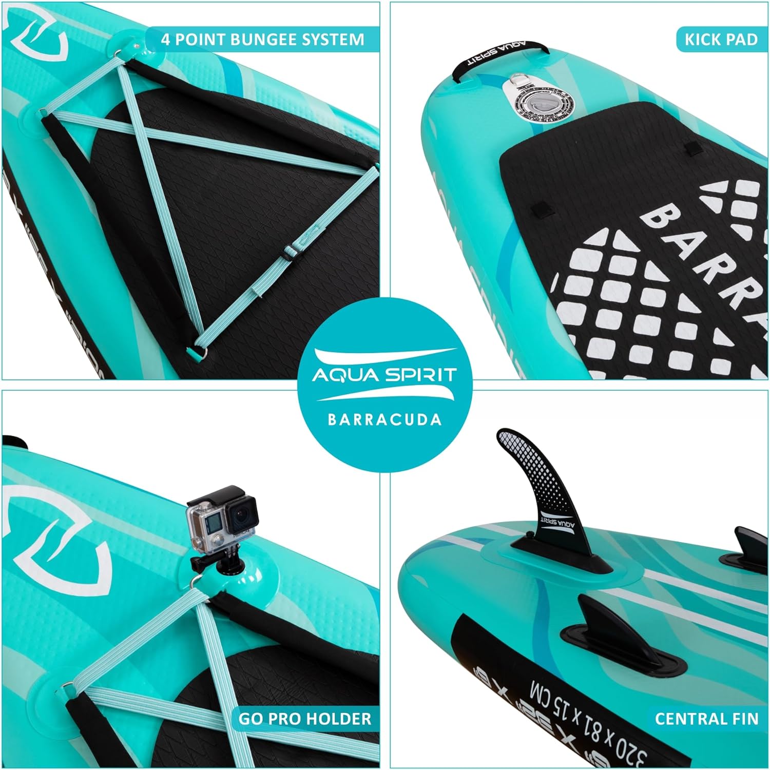 Aqua Spirit Barracuda SUP Inflatable Stand Up Paddle Board 2024, 10'6x32”x6”, Complete Kayak Conversion Kit with Paddle, Backpack, Pump and more accessories, Adult Beginner/Expert, 2 Year Warranty - Packed Direct UK