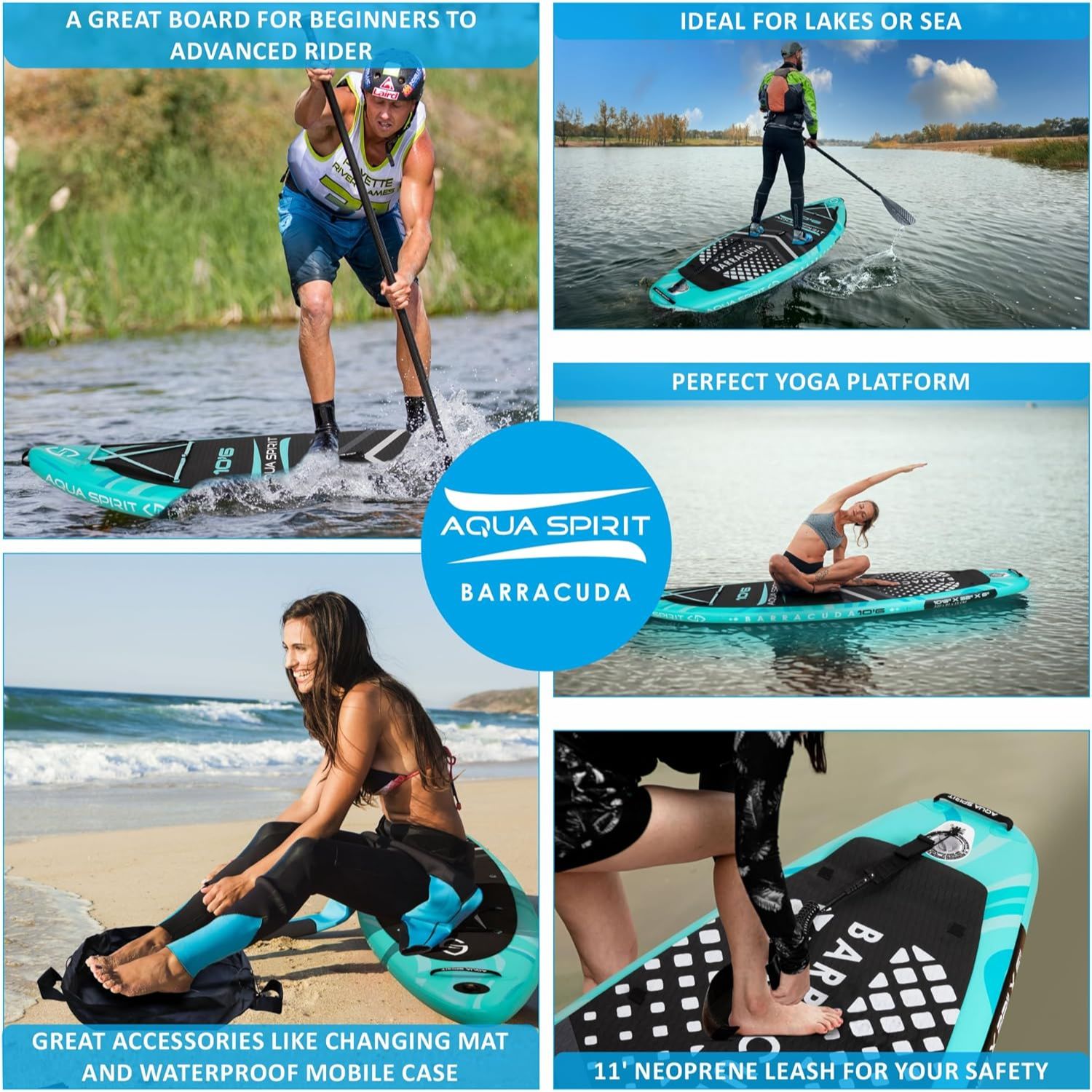 Aqua Spirit Barracuda SUP Inflatable Stand Up Paddle Board 2024, 10'6x32”x6”, Complete Kayak Conversion Kit with Paddle, Backpack, Pump and more accessories, Adult Beginner/Expert, 2 Year Warranty - Packed Direct UK