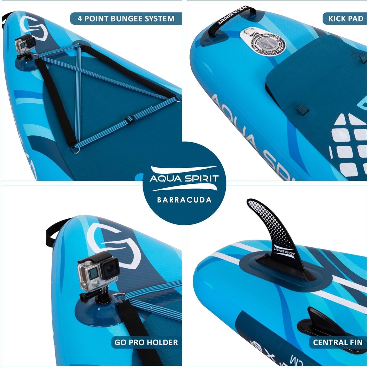Aqua Spirit Barracuda SUP Inflatable Stand Up Paddle Board 2024, 10'6x32”x6”, Complete Kayak Conversion Kit with Paddle, Backpack, Pump and more accessories, Adult Beginner/Expert, 2 Year Warranty - Packed Direct UK