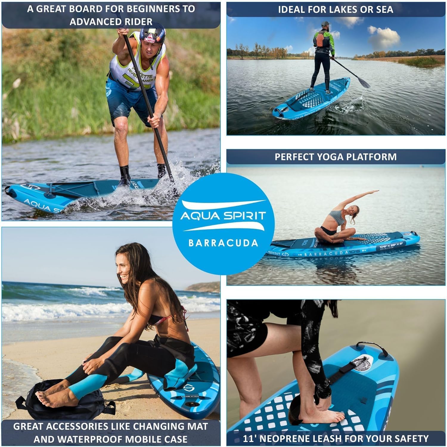 Aqua Spirit Barracuda SUP Inflatable Stand Up Paddle Board 2024, 10'6x32”x6”, Complete Kayak Conversion Kit with Paddle, Backpack, Pump and more accessories, Adult Beginner/Expert, 2 Year Warranty - Packed Direct UK
