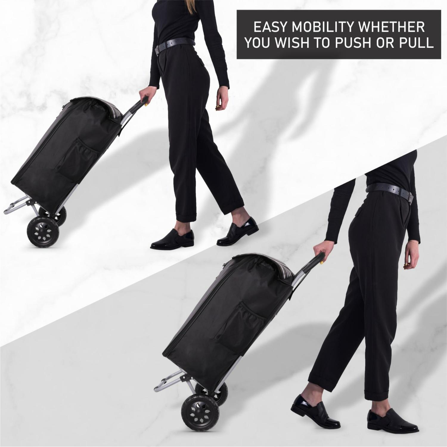 Hoppa Expandable Lightweight Shopping Trolley 57L/64L 2024 model, Hard Wearing & Foldaway Push/Pull Cart for Easy Storage With 1 Year Guarantee - Packed Direct UK