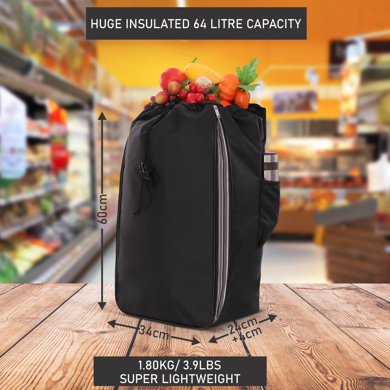 Hoppa Expandable Lightweight Shopping Trolley 57L/64L 2024 model, Hard Wearing & Foldaway Push/Pull Cart for Easy Storage With 1 Year Guarantee - Packed Direct UK