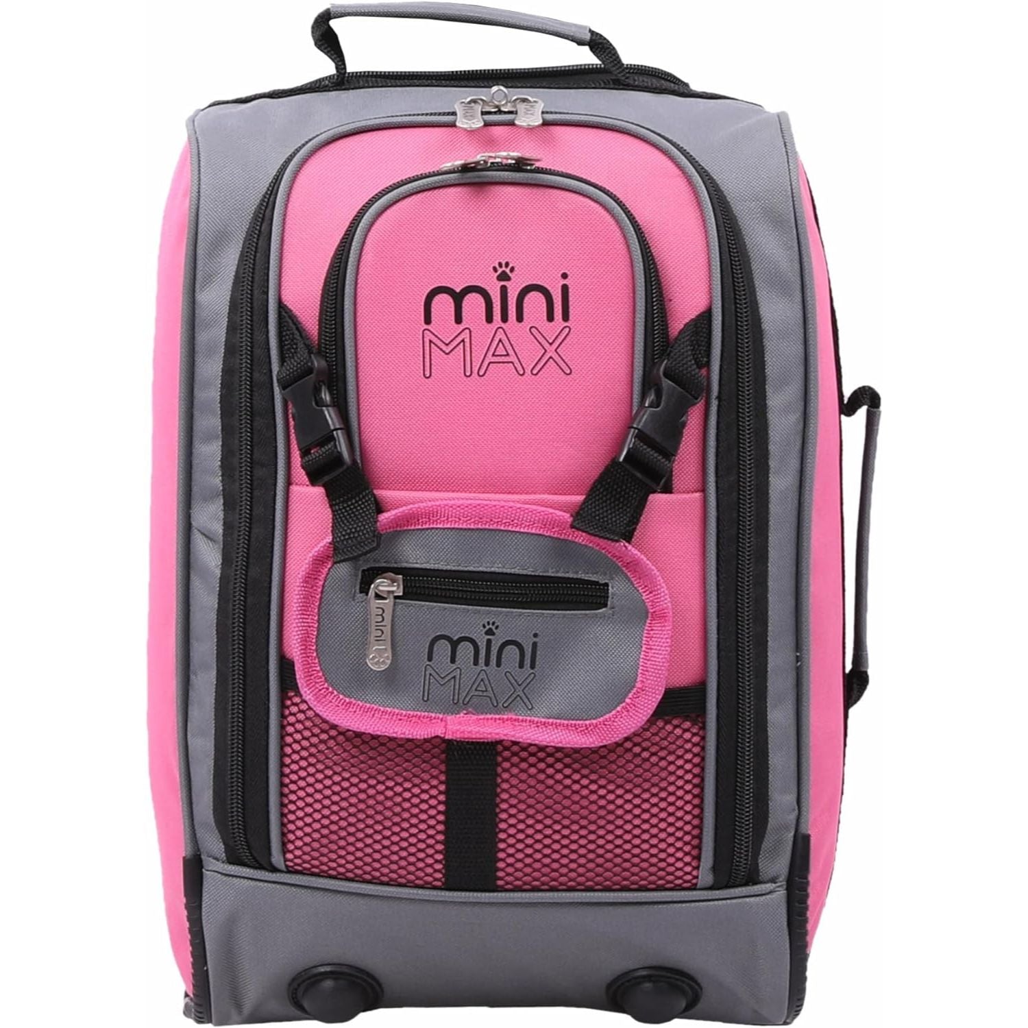 Front view of Aerolite MiniMAX pink trolley backpack