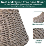 Olsen & Smith 26x58cm Christmas Tree Skirt - Festive Christmas Tree Base Cover Willow Xmas Tree Skirt 40x58x26 for Christmas Decorations - Durable Wicker Skirt for Christmas Trees - Packed Direct UK
