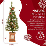 Olsen & Smith 4ft Christmas Tree - Pine Xmas Tree for Home Decor - Artificial Indoor Pre Lit Christmas Tree 4ft with 110 Branch Tips, 86 Warm LED Lights & Ornaments - Traditional Christmas Décor - Packed Direct UK