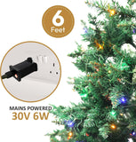 Olsen & Smith 6ft Pre - Lit Christmas Tree - Artificial PVC Xmas Tree with 750 Branch Tips, 300 Multi - Coloured LED Lights, and Sturdy Metal Stand - Perfect for Holiday Home Décor - Packed Direct UK