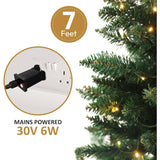 Olsen & Smith Pre - Lit 7ft Premium Victorian Pine Multi - Function Artificial Christmas Tree with Warm White LED Lights, Next Day Delivery Available - Packed Direct UK