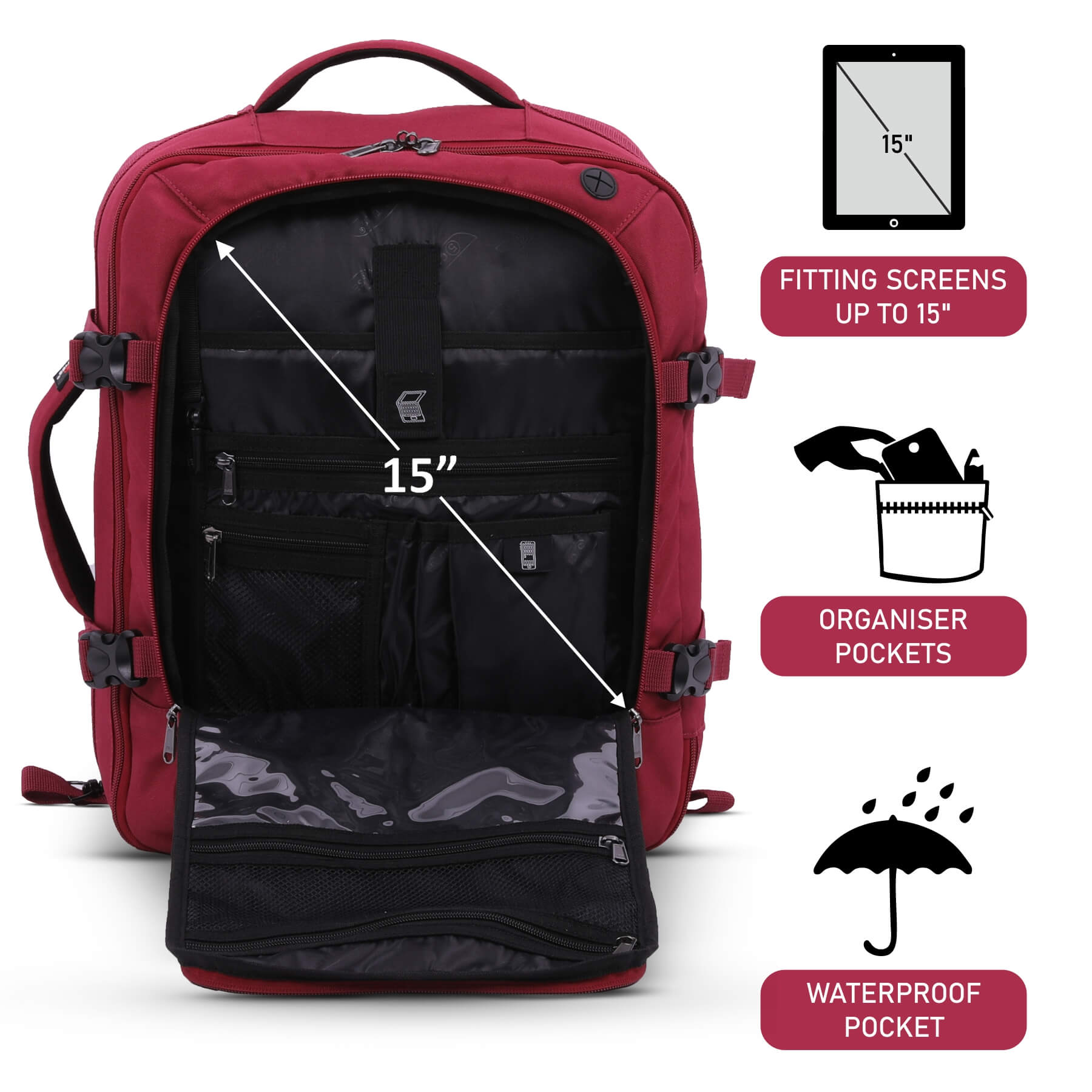 5 CITIES 45x36x20 New and Improved 2022 easyJet Maximum Size Holdall Cabin Luggage Under Seat Flight Bag, Black - Packed Direct UK