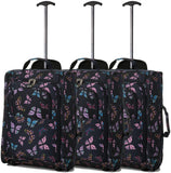 5 Cities (55x35x20cm) Lightweight Cabin Hand Luggage Set (Black + Navy + Green) - Packed Direct UK