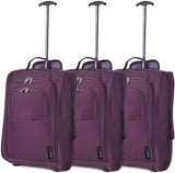 5 Cities (55x35x20cm) Lightweight Cabin Hand Luggage Set (Black + Navy + Green) - Packed Direct UK