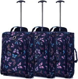 5 Cities (55x35x20cm) Lightweight Cabin Hand Luggage Set (Black + Navy + Green) - Packed Direct UK