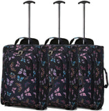 5 Cities (55x35x20cm) Lightweight Cabin Hand Luggage Set (Black + Navy + Green) - Packed Direct UK