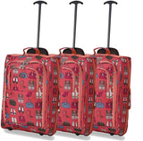 5 Cities (55x35x20cm) Lightweight Cabin Hand Luggage Set (Black + Navy + Green) - Packed Direct UK