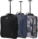 5 Cities (55x35x20cm) Lightweight Cabin Hand Luggage Set (Black + Navy + Green) - Packed Direct UK