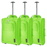5 Cities (55x35x20cm) Lightweight Cabin Hand Luggage Set (Black + Navy + Green) - Packed Direct UK