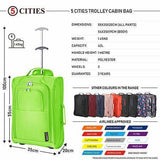 5 Cities (55x35x20cm) Lightweight Cabin Hand Luggage Set (Black + Navy + Green) - Packed Direct UK