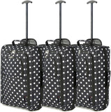 5 Cities (55x35x20cm) Lightweight Cabin Hand Luggage Set (Black + Navy + Green) - Packed Direct UK