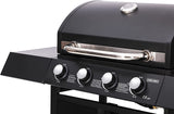 Olsen & Smith 4+1 Gas Burner Garden Outdoor BBQ Barbecue Grill, 4 Burners with Side Burner Hotplate, Adjustable Heat Dials & Storage, 2 Wheels - Black