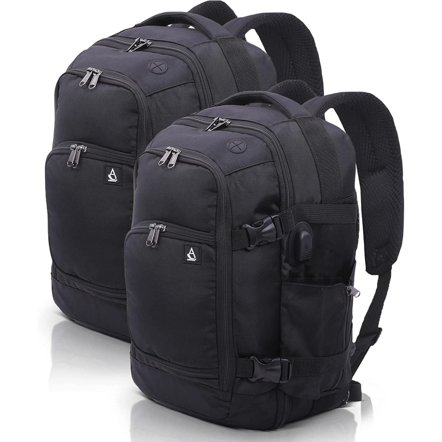 Aerolite (40x20x25cm) 3 in 1 Cabin Luggage Approved Flight Backpack, New and Improved 2021 Ryanair Maximum Size with YKK Zippers, Black - Packed Direct UK