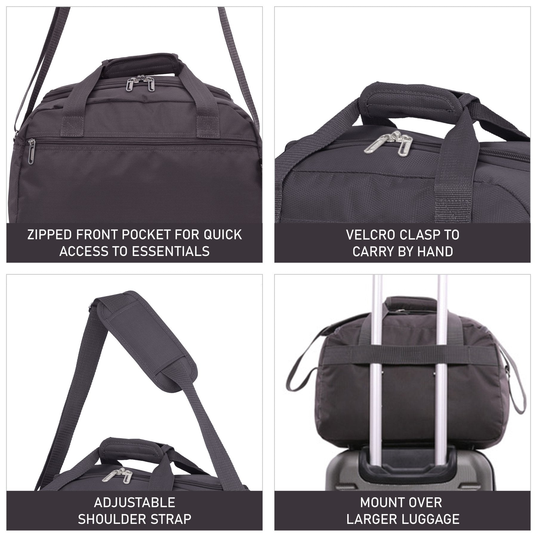 Aerolite (40x20x25cm) New and Improved 2021 Ryanair Maximum Size Holdall Cabin Luggage Under Seat Flight Bag - Packed Direct UK