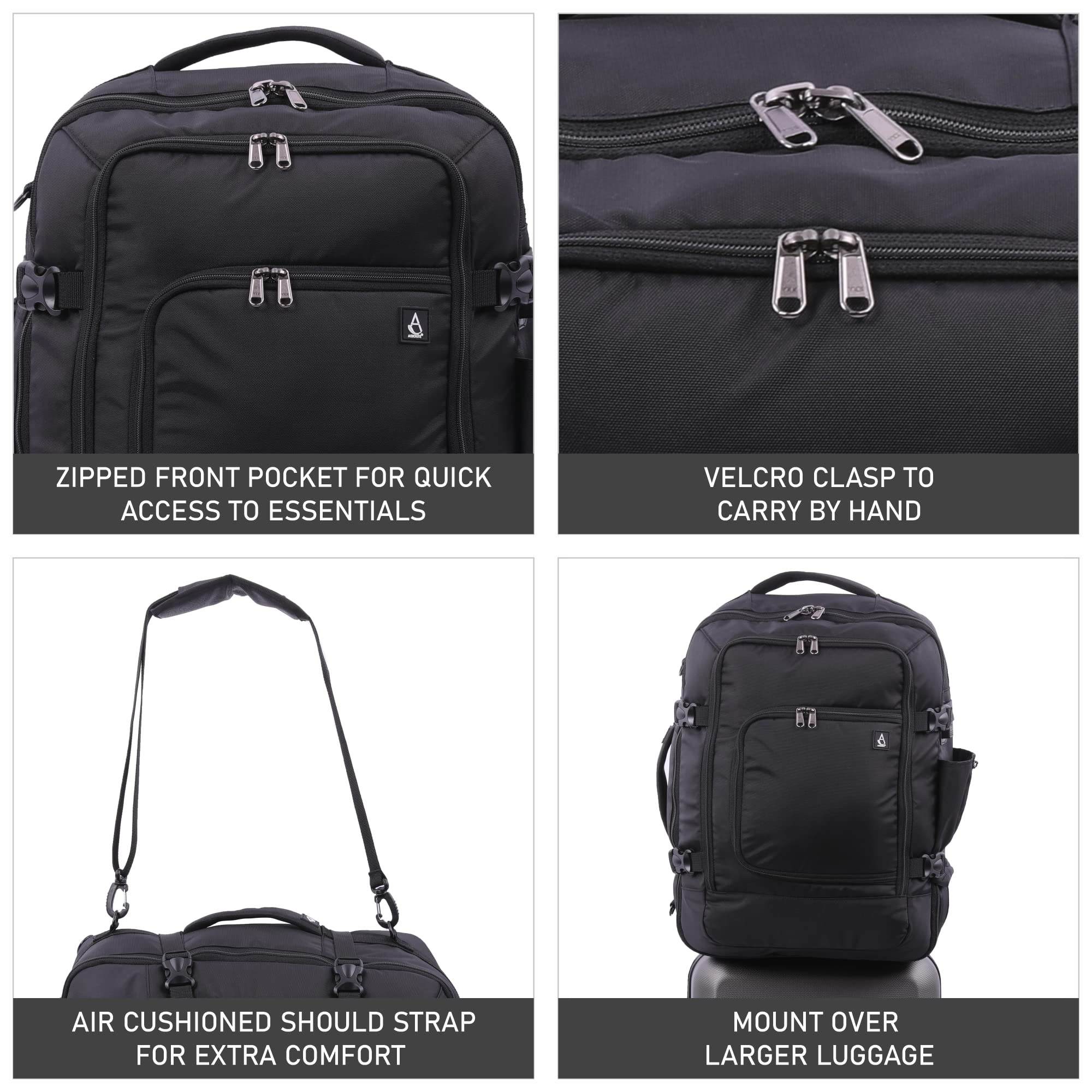 Aerolite 40x30x20 Wizz Air Maximum Size Backpack Eco-Friendly Cabin Luggage Approved Travel Carry On Holdall Lightweight Shoulder Bag Flight Rucksack with YKK Zippers 5 Year Warranty - Packed Direct UK