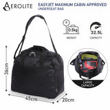 Aerolite (45x36x20cm) New and Improved 2021 easyJet Maximum Size Holdall Cabin Luggage Under Seat Flight Bag, Black - Packed Direct UK