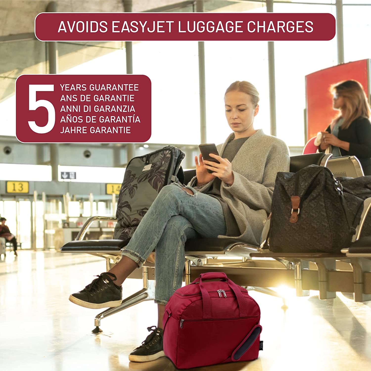 Aerolite (45x36x20cm) New and Improved 2021 easyJet Maximum Size Holdall Cabin Luggage Under Seat Flight Bag, Black - Packed Direct UK