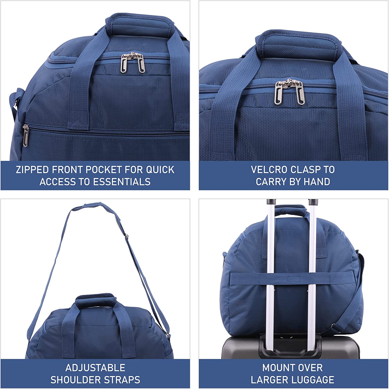 Aerolite (45x36x20cm) New and Improved 2021 easyJet Maximum Size Holdall Cabin Luggage Under Seat Flight Bag, Black - Packed Direct UK