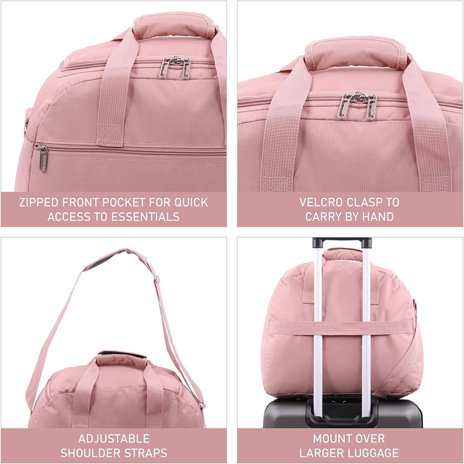 Aerolite (45x36x20cm) New and Improved 2021 easyJet Maximum Size Holdall Cabin Luggage Under Seat Flight Bag, Black - Packed Direct UK